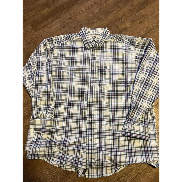 Ariat Pro Series Blue/White/Red Plaid Long Sleeve Shirt Men's XL - Picture 3 of 5